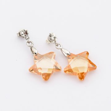 Σκουλαρίκια μεταλλικά με ζιργκόν αστεράκια σε 4 χρώματα