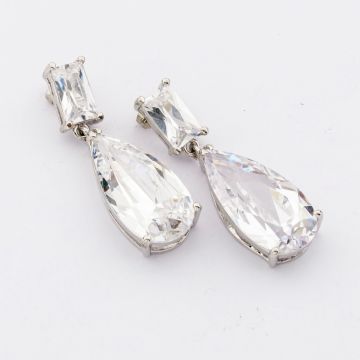 Σκουλαρίκια μεταλλικά ζιργκόν σε σχήμα δάκρυ 