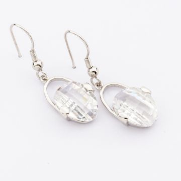 Σκουλαρίκια μεταλλικά διακοσμημένα με ζιργκόν σε 5 χρώματα