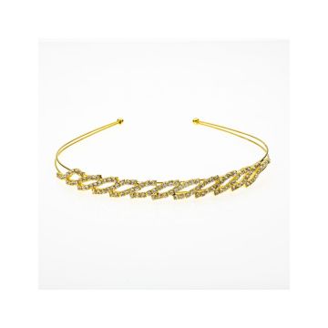 Νυφική Στέκα Μεταλλική Χρυσή με Επαναλαμβανόμενο Σχέδιο & Στράς