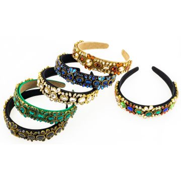 Στέκα υφασμάτινη διακοσμημένη  με πέτρες σε 6 συνδιασμούς χρωμάτων