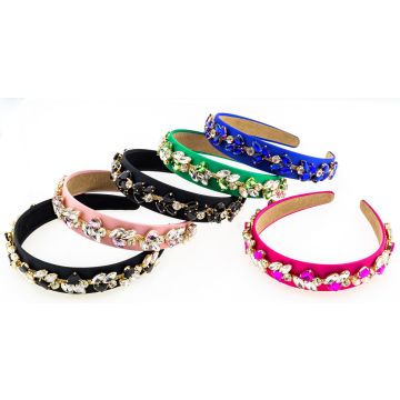 Στέκα υφασμάτινη διακοσμημένη με πέτρες σε σχήμα φύλλα