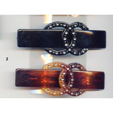 Μπαρέτα πλαστική αγκράφα σε 2 σχέδια καφέ και μαύρο χρώμα - Σχέδιο 2