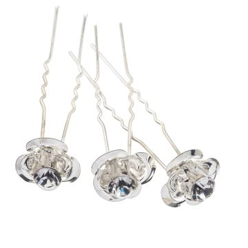 Φουρκέτα μεταλλική τριασδιάστατη με 3 πέταλα και στράς