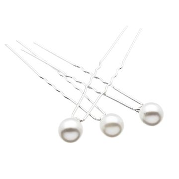 Φουρκέτα μεταλλική με λευκή πέρλα (2 τεμ)