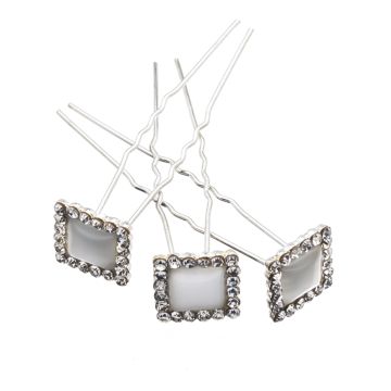 Φουρκέτα μεταλλική με τεράγωνο διακοσμητικό απο πέτρα και στράς