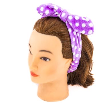 Κορδέλα μαλλιών βελουτέ πουά με φιόγκο 