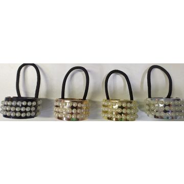 Κλίπ πλαστικό με λαστιχο σε 4 χρώματα με πέρλες