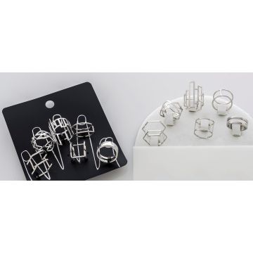 Σέτ δαχτυλίδια μεταλλικά σε ασημί χρώμα,εντυπωσιακά μεγάλα σχέδια