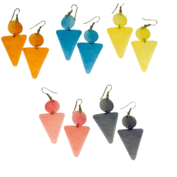 Σκουλαρίκια πλαστικά με γεωμετρικά σχήματα σε 5 χρώματα