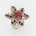 Vintage Style Δαχτυλίδι Floral με Ruby-Red Κρυστάλλους